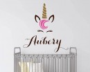 Colorful Unicorn and Personalized Name Nursery Wall Decal 